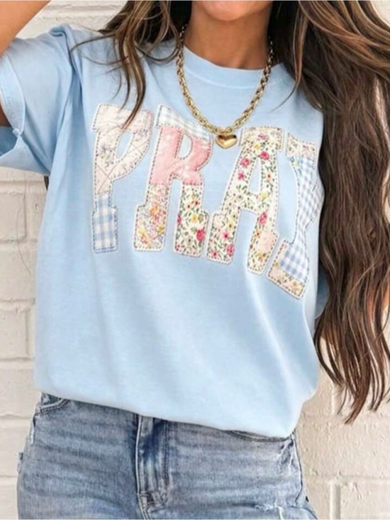 Source Unknown Tops - Women's Medium Light Blue Graphic Tee Shirt NWOT